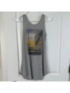 Aloha Graphic Swim Cover Up Heather Gray XS Sleeveless Top Hawaii Urban